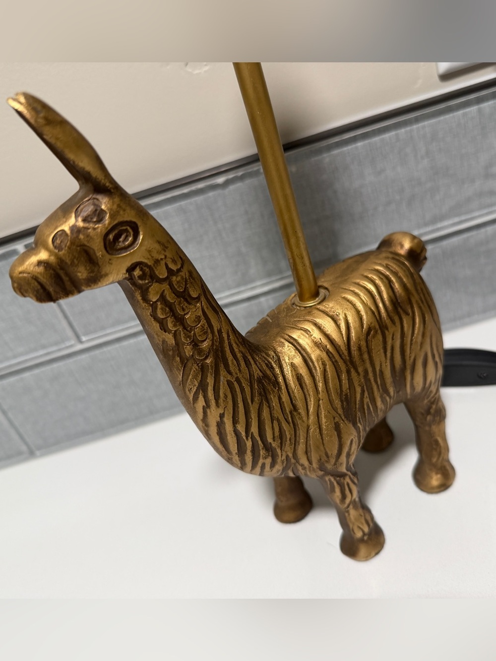 Cost Plus World Market Llama Lamp - Gold Tone Excellent Condition